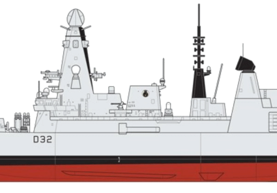 Корабль HMS Daring [Type 45 Destroyer] - чертежи, габариты, рисунки